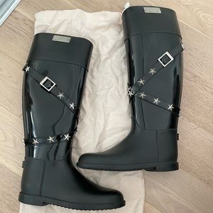Auth Jimmy Choo Rainboots Size 36 Embellished Signature Stars